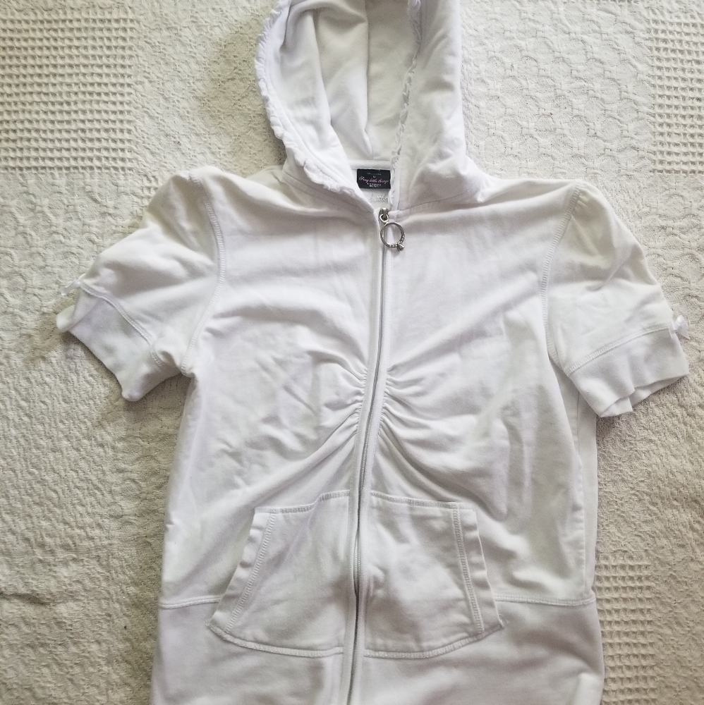 Victoria's Secret Sexy Little Bride White Short Sleeve Hooded Full Zip Jacket - Picture 2 of 8